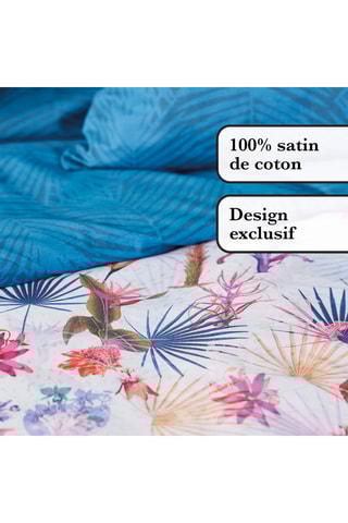 Juego de nórdico de percal de algodón - Azul petróleo