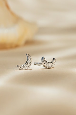 Oorbellen Diamond Moon- Witgoud en Diamanten