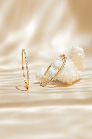 Oorbellen Elégantes Créoles - Geelgoud en Diamanten