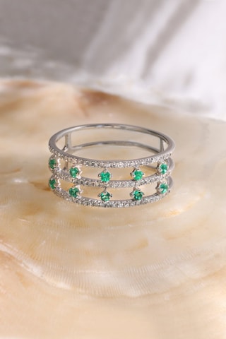 Ring Courone des Emeraudes - Witgoud, Diamanten en Smaragden