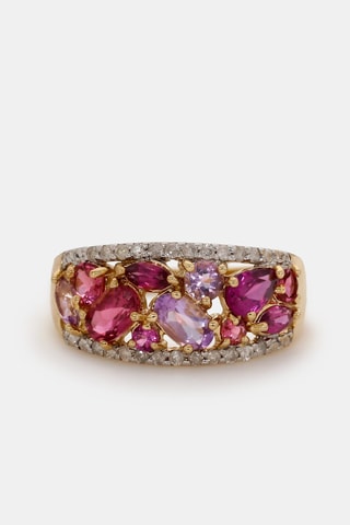 Ring Rhodomix - Roségoud, Diamanten, Amethisten, rodolieten en toermalijnen