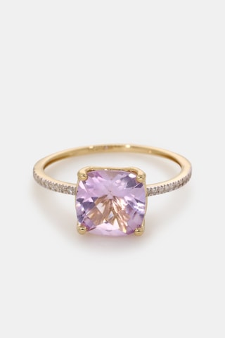 Ring Derya - Geelgoud, Diamanten en Amethist