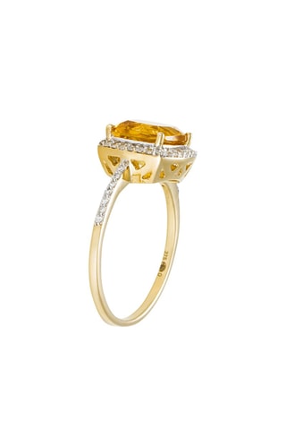 Ring Rio Grande geelgoud, diamanten 0,22 karaat/42 en citrien 2,37 karaat