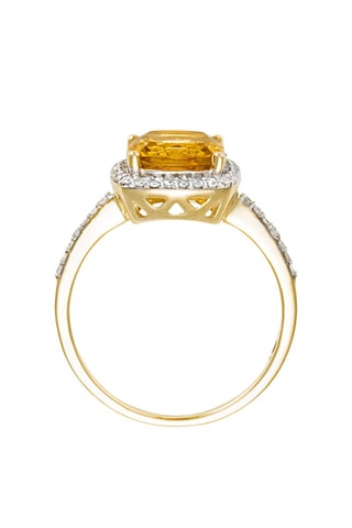 Ring Rio Grande geelgoud, diamanten 0,22 karaat/42 en citrien 2,37 karaat