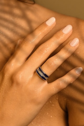 Ring Princesses Saphir- Witgoud, Diamanten en Saffieren