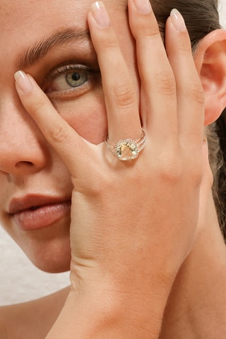 Ring Divine Améthyste Verte- Witgoud, Diamanten en Amethist