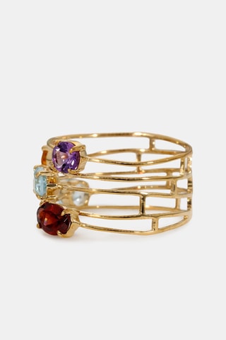 Ring Eclat de Couleurs- Geelgoud, Topazen, Amethist, granaat en citrien