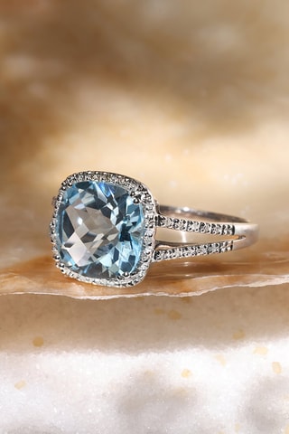 Ring Divine Topaze 10- Witgoud, Diamanten en Topaas