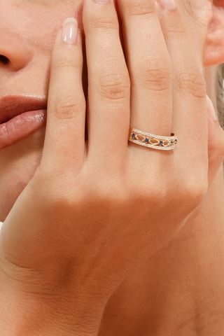 Ring Saphire Crown - Geelgoud, Diamanten en Saffieren