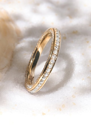 Trouwring Tris- Geelgoud en Diamanten