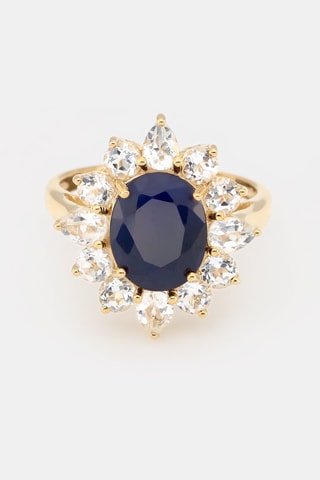 Ring Asty Geelgoud, Diamanten en Saffier