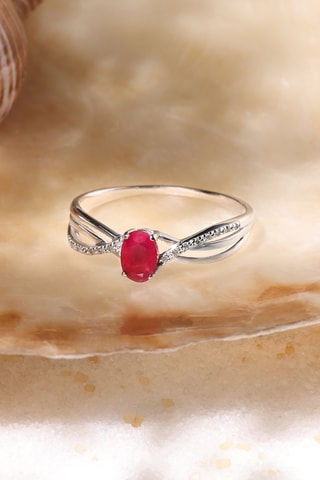 Ring Rubis d'Amour - Witgoud, Diamanten en Robijnen