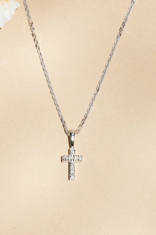 Hanger Mini Croix- Witgoud en Diamanten