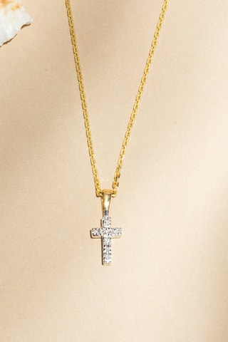 Hanger Mini Croix- Geelgoud en Diamanten