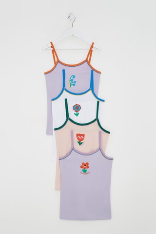 7 camisetas de tirantes - Lila, blanco y beige