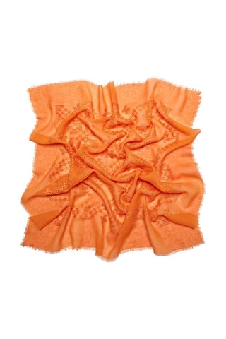 Foulard coton/lin/ramie brodé - Orange