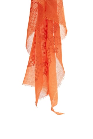 Foulard coton/lin/ramie brodé - Orange
