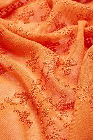 Foulard coton/lin/ramie brodé - Orange