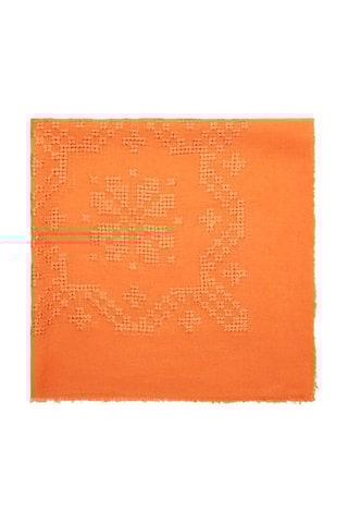 Foulard coton/lin/ramie brodé - Orange