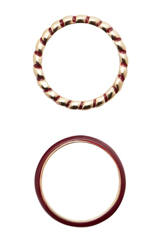 2 bagues émail coloré - Bordeaux et doré