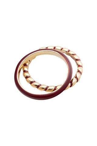 2 bagues émail coloré - Bordeaux et doré