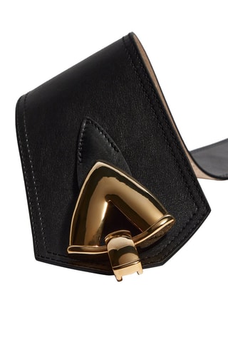 Ceinture bandeau en cuir maxi boucle - Noir