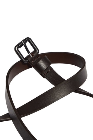 Ceinture fine en cuir avec boucle carrée - Studio - Noir