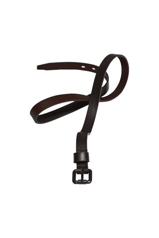 Ceinture fine en cuir avec boucle carrée - Studio - Noir