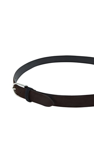 Ceinture croûte de cuir passant contrastant - Marron