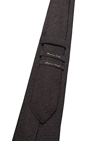 Cravate texturée en soie et coton - Noir