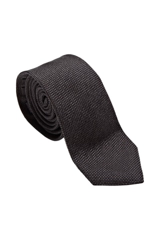 Cravate texturée en soie et coton - Noir