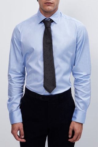 Cravate à pois en coton et en soie - Gris