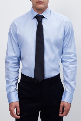 Cravate à pois en coton et en soie - Bleu