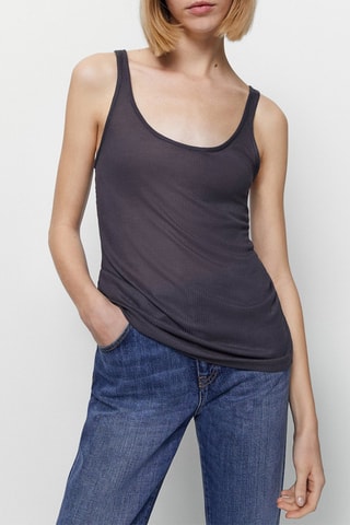 Débardeur côtelé - Gris