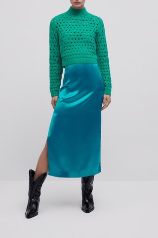 Pull maille ajourée laine - Studio - Vert