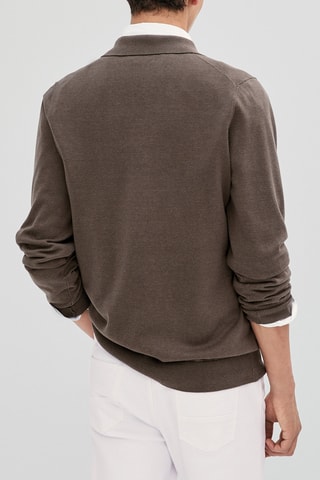 Pull polo patte large - Marron