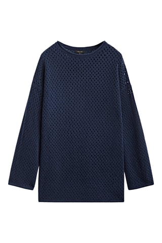 Pull oversize ajouré laine - Bleu marine