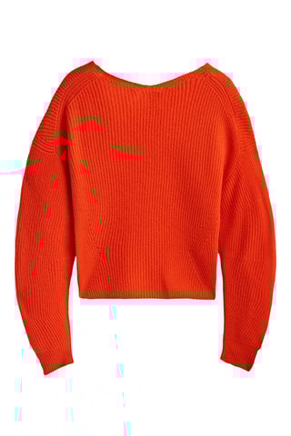 Pull en maille perlée à manches ballon - Orange