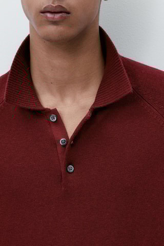 Pull polo manches courtes en coton mélangé - Bordeaux