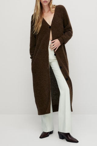 Cardigan long en maille - Marron foncé