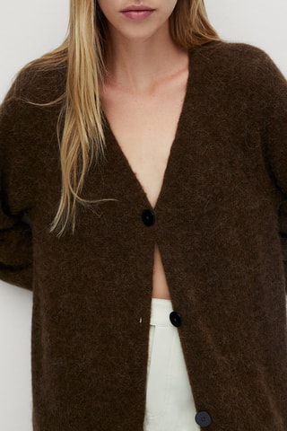 Cardigan long en maille - Marron foncé