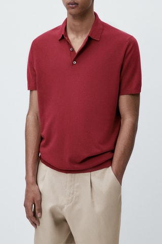 Pull polo manches courtes en coton - Bordeaux