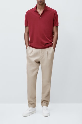 Pull polo manches courtes en coton - Bordeaux