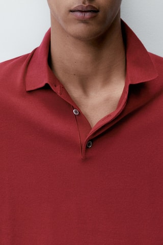 Pull polo manches courtes en coton - Bordeaux