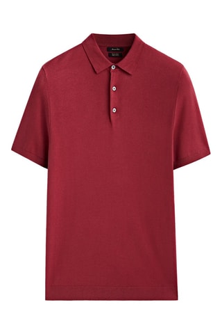 Pull polo manches courtes en coton - Bordeaux