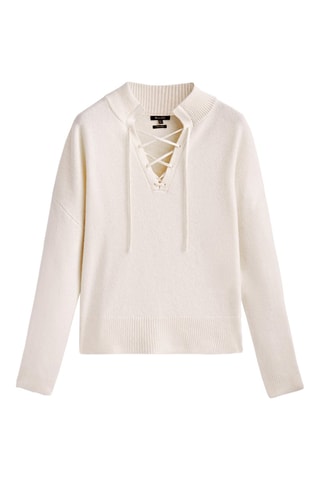 Pull col montant lanières croisées - Ecru