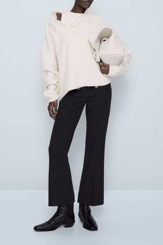 Pull col montant lanières croisées - Ecru