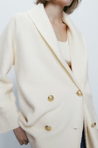 Cardigan cache-cœur texturé boutons - Blanc