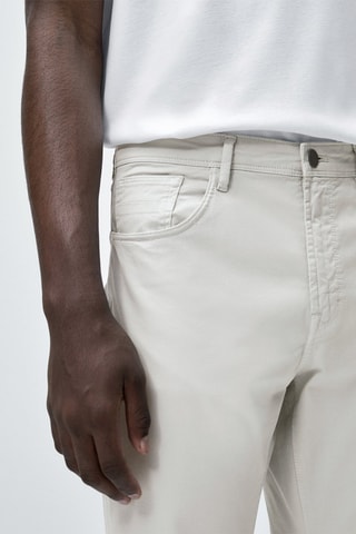 Pantalon type jean tricotine slim fit - Ecru