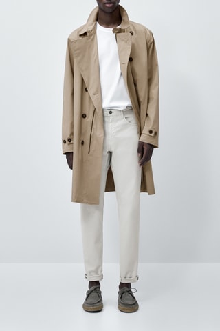 Pantalon type jean tricotine slim fit - Ecru